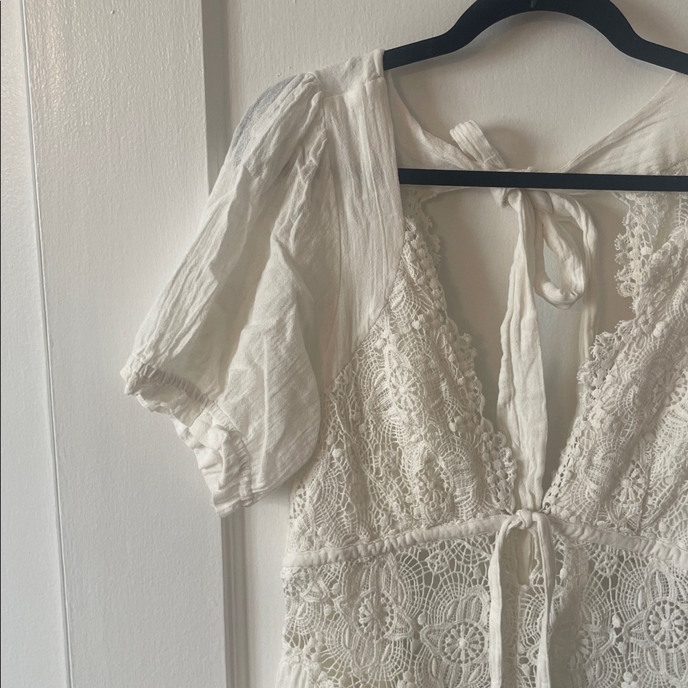 Free People White Lace Cotton Midi Dress - Picture 8 of 14